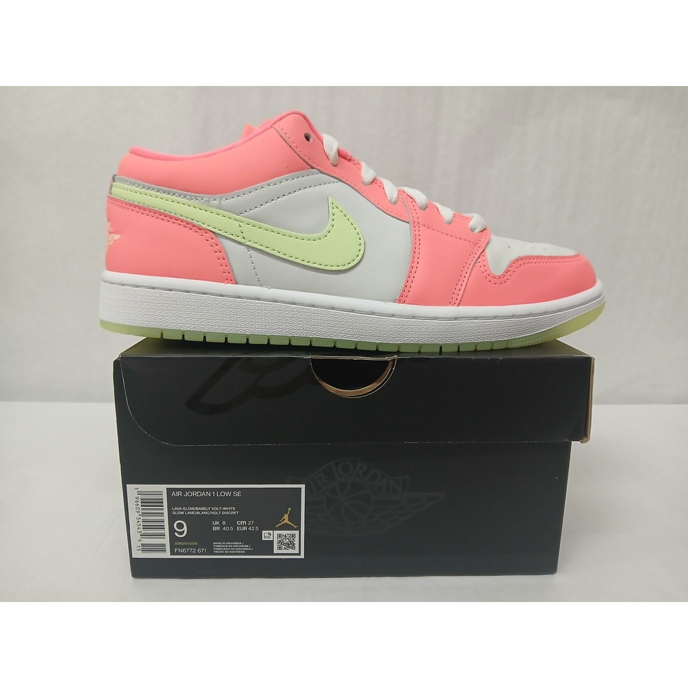 Nike Men's Air Jordan 1 Low‎ SE Sneakers FN6772-671 Lava Glow Volt White Size 9